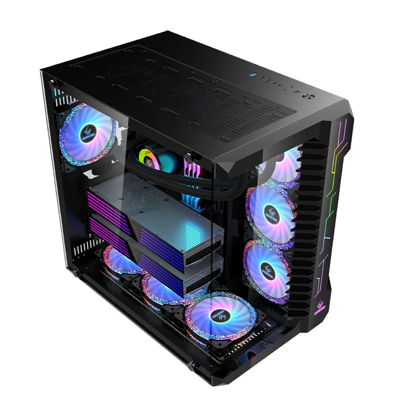 High Quality ATX Chassis Desktop Black Tempered Glass PC Gaming Computer Case Full Towers CPU Casing Computer Cabinet