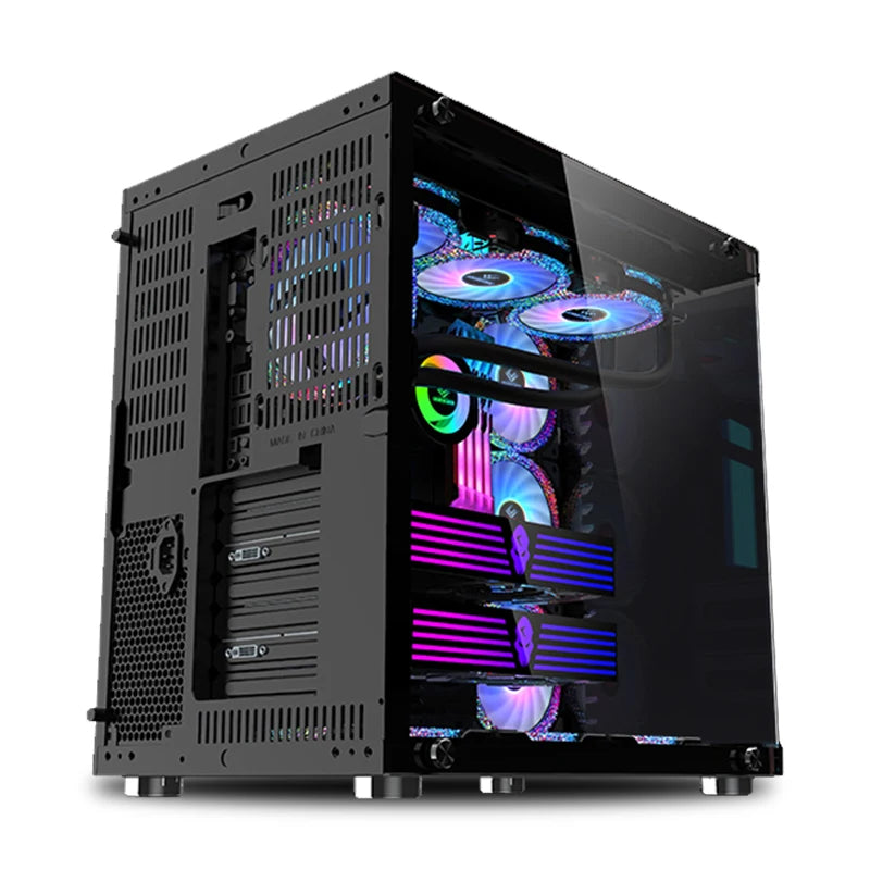 High Quality ATX Chassis Desktop Black Tempered Glass PC Gaming Computer Case Full Towers CPU Casing Computer Cabinet