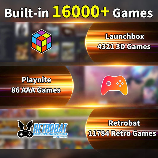 Play Zone 1TB SSD Launchbox&Playnite&Retrobat OS Game Console with 16000+Games for PS5/PS4/Switch/XBOX/PS3/PS2 for Win PC/Laptop