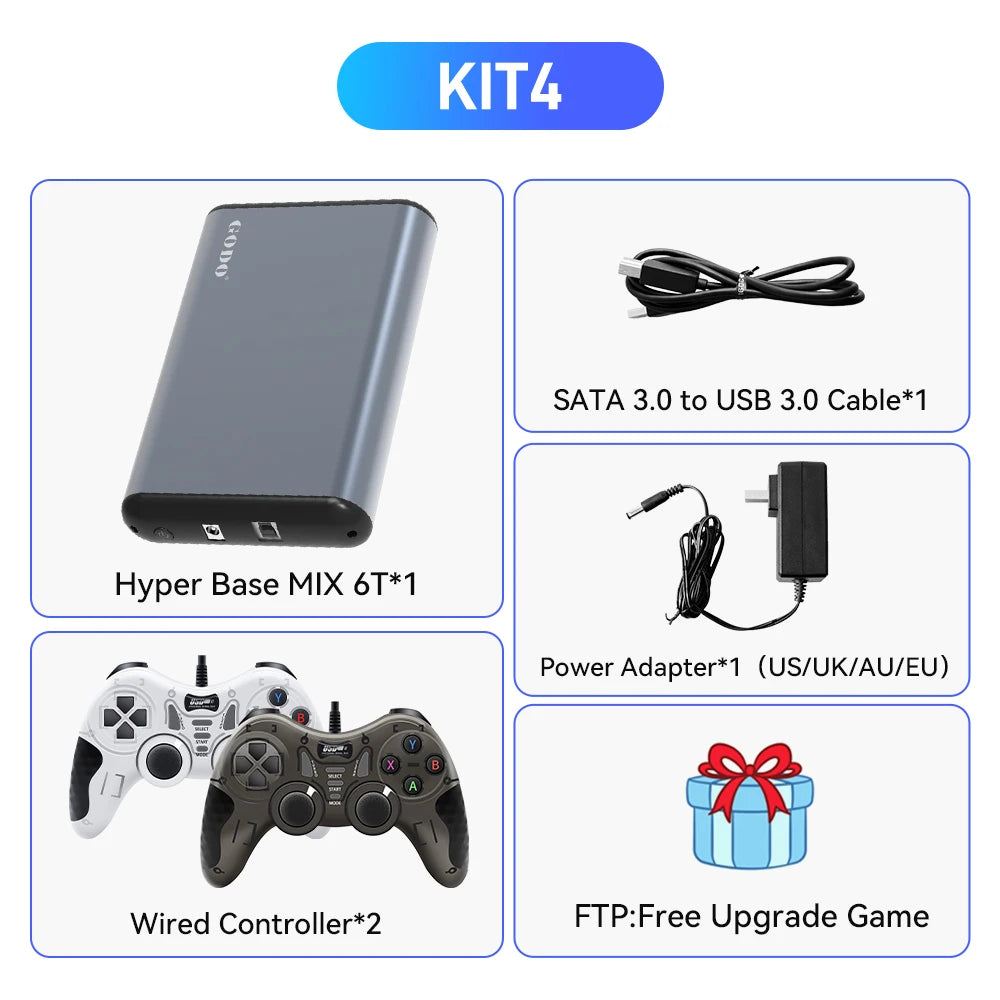 Hyper Base MIX 6T Gaming HDD Retrobat＆Playnite＆Launchbox for PS5/PS4/PS3/XBOX/Switch/DC Emulators 65000+AAA/3D/Retro Video Games