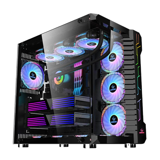 High Quality ATX Chassis Desktop Black Tempered Glass PC Gaming Computer Case Full Towers CPU Casing Computer Cabinet