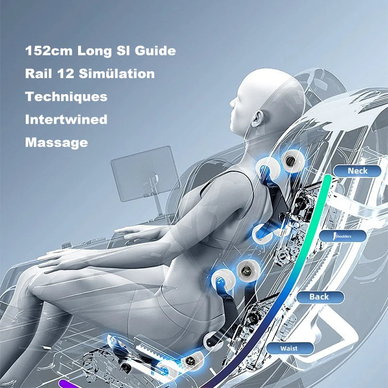 Full Body Zero Gravity Massage Chair, Back, Waist, Hips, Legs, Foot Massage, 10 Rollers Massage, Waist Heating, Lcd Touch Screen