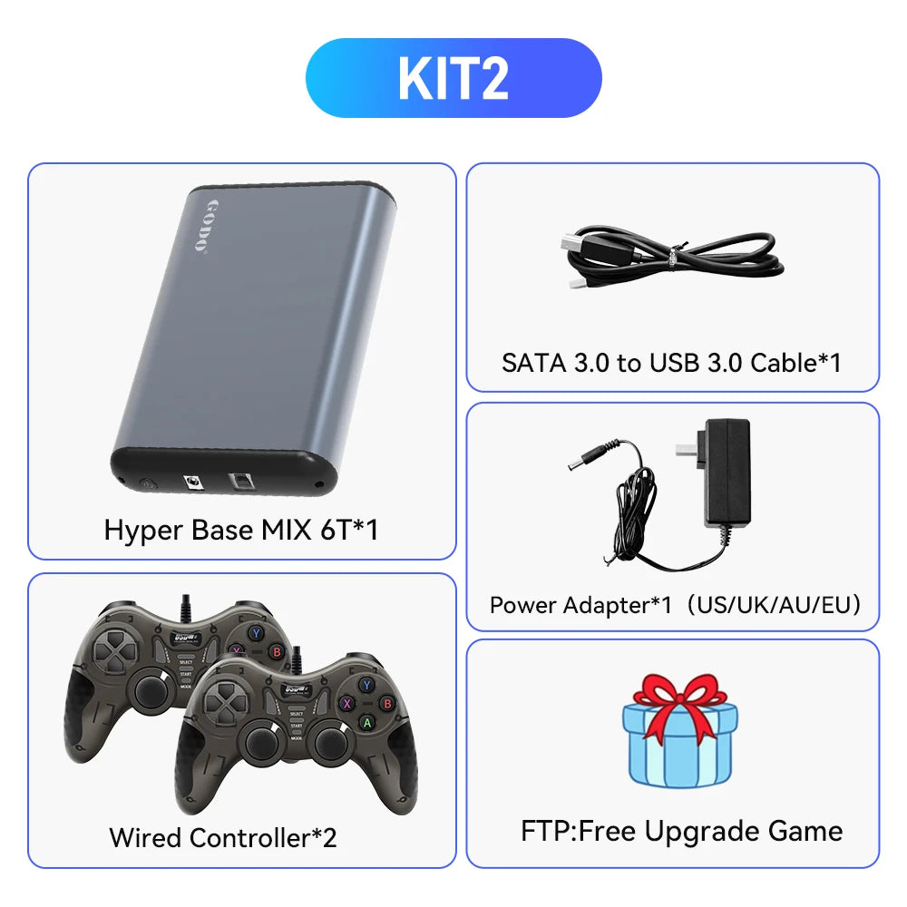 Hyper Base MIX 6T Gaming HDD Retrobat＆Playnite＆Launchbox for PS5/PS4/PS3/XBOX/Switch/DC Emulators 65000+AAA/3D/Retro Video Games