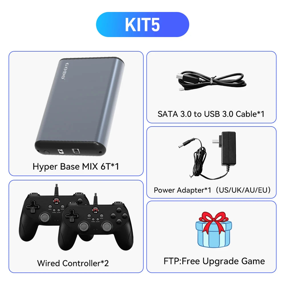 Hyper Base MIX 6T Gaming HDD Retrobat＆Playnite＆Launchbox for PS5/PS4/PS3/XBOX/Switch/DC Emulators 65000+AAA/3D/Retro Video Games
