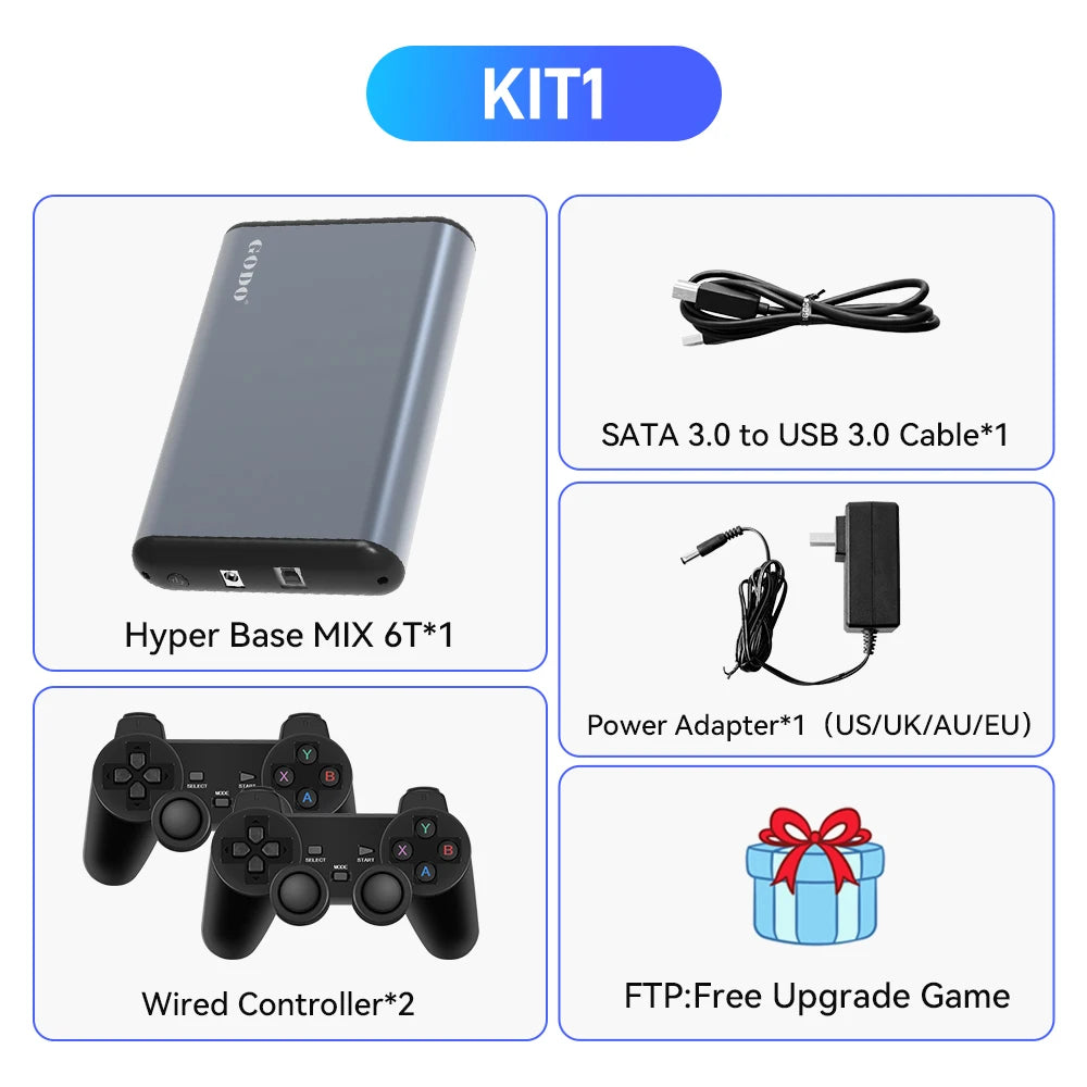 Hyper Base MIX 6T Gaming HDD Retrobat＆Playnite＆Launchbox for PS5/PS4/PS3/XBOX/Switch/DC Emulators 65000+AAA/3D/Retro Video Games