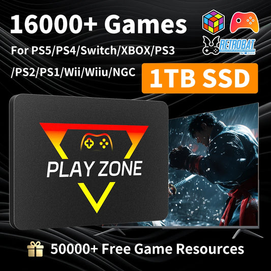 Play Zone 1TB SSD Launchbox&Playnite&Retrobat OS Game Console with 16000+Games for PS5/PS4/Switch/XBOX/PS3/PS2 for Win PC/Laptop
