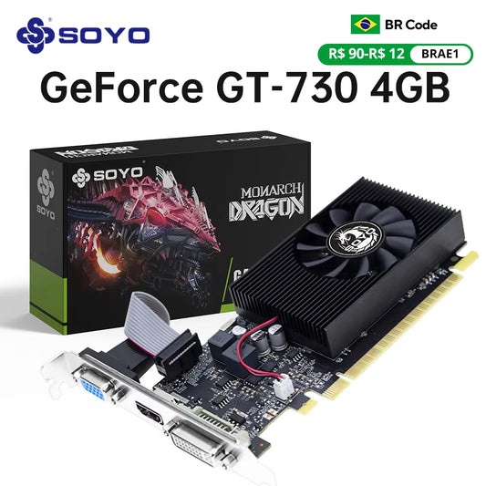 SOYO Geforce GT730 4GB Graphics Card GDDR3 GPU 128Bit HDMI-compatible VGA DVI PCI-E 3.0 Placa De Video for Desktop Computer