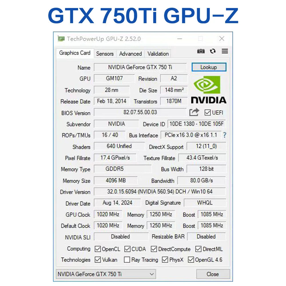 MLLSE GTX 750Ti 4GB Graphics Card GDDR5 128Bit HDMI DVI VGA PCI-E 3.0 Geforce GPU Gtx 750ti Gaming Video Card Placa De Video