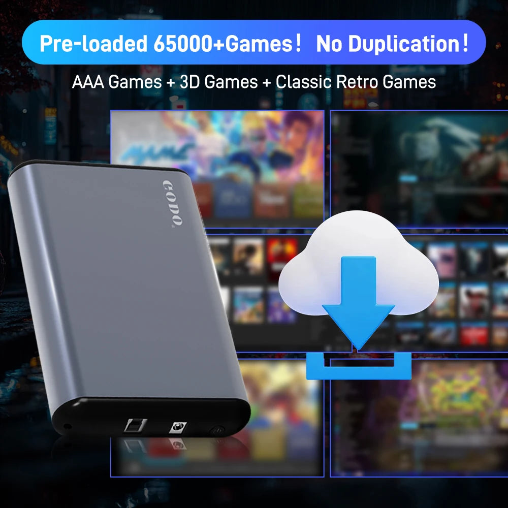 Hyper Base MIX 6T Gaming HDD Retrobat＆Playnite＆Launchbox for PS5/PS4/PS3/XBOX/Switch/DC Emulators 65000+AAA/3D/Retro Video Games