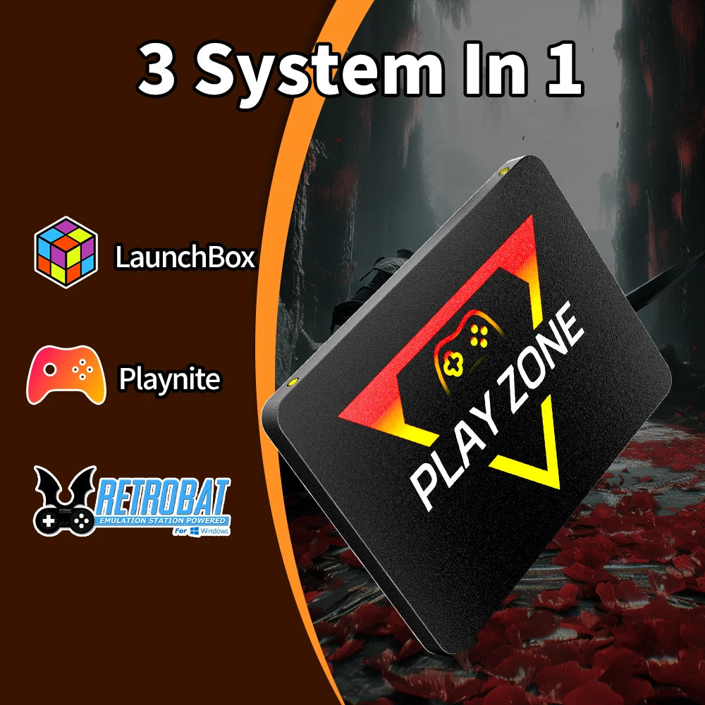 Play Zone 1TB SSD Launchbox&Playnite&Retrobat OS Game Console with 16000+Games for PS5/PS4/Switch/XBOX/PS3/PS2 for Win PC/Laptop
