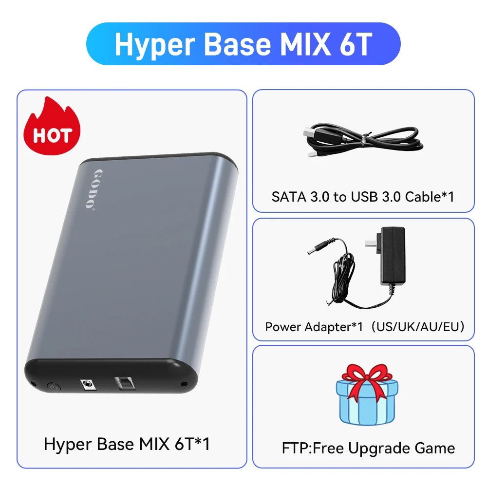 Hyper Base MIX 6T Gaming HDD Retrobat＆Playnite＆Launchbox for PS5/PS4/PS3/XBOX/Switch/DC Emulators 65000+AAA/3D/Retro Video Games