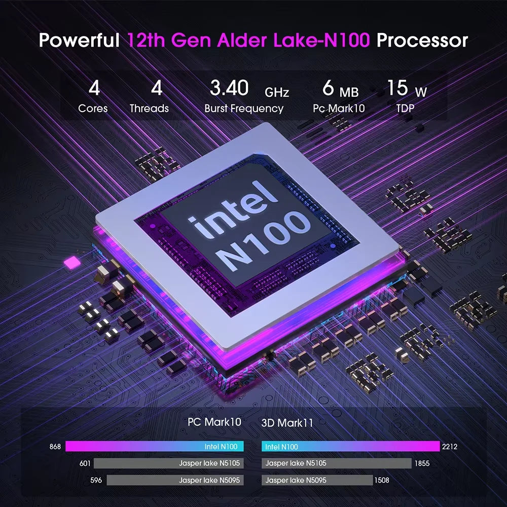 Mini Computer PC Intel Processor Alder Lake N100 N150 4K HD DP Win11 16Gb DDR4 512Gb NVMe SSD Mini Office Gaming Pc