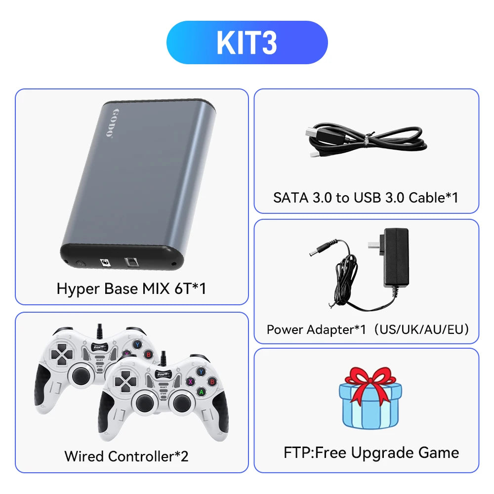 Hyper Base MIX 6T Gaming HDD Retrobat＆Playnite＆Launchbox for PS5/PS4/PS3/XBOX/Switch/DC Emulators 65000+AAA/3D/Retro Video Games